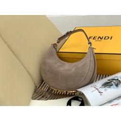 Fendi Fendigraphy Small Hobo Bag In Beige Suede Leather 973