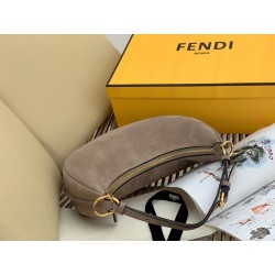 Fendi Fendigraphy Small Hobo Bag In Beige Suede Leather 973