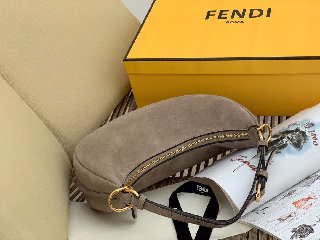 Fendi Fendigraphy Small Hobo Bag In Beige Suede Leather 973