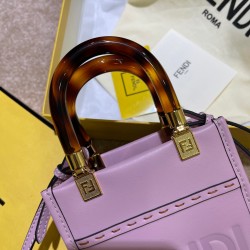 Fendi Mini Sunshine Shopper Bag In Lilas Leather 133