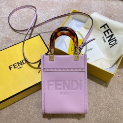 Fendi Mini Sunshine Shopper Bag In Lilas Leather 133