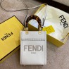 Fendi Mini Sunshine Shopper Bag In White Leather 173