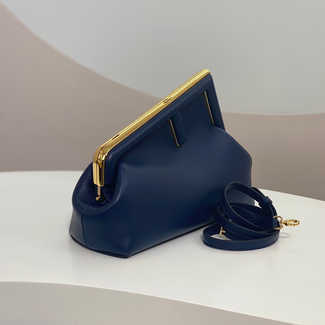 Fendi First Small Bag In Dark Blue Nappa Leather 432