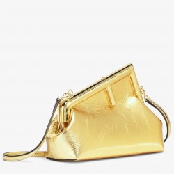 Fendi First Small Bag In Gold Laminated Leather 752