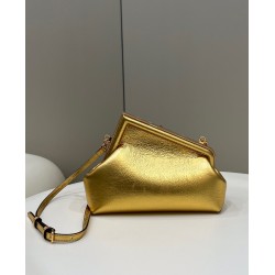 Fendi First Small Bag In Gold Laminated Leather 752