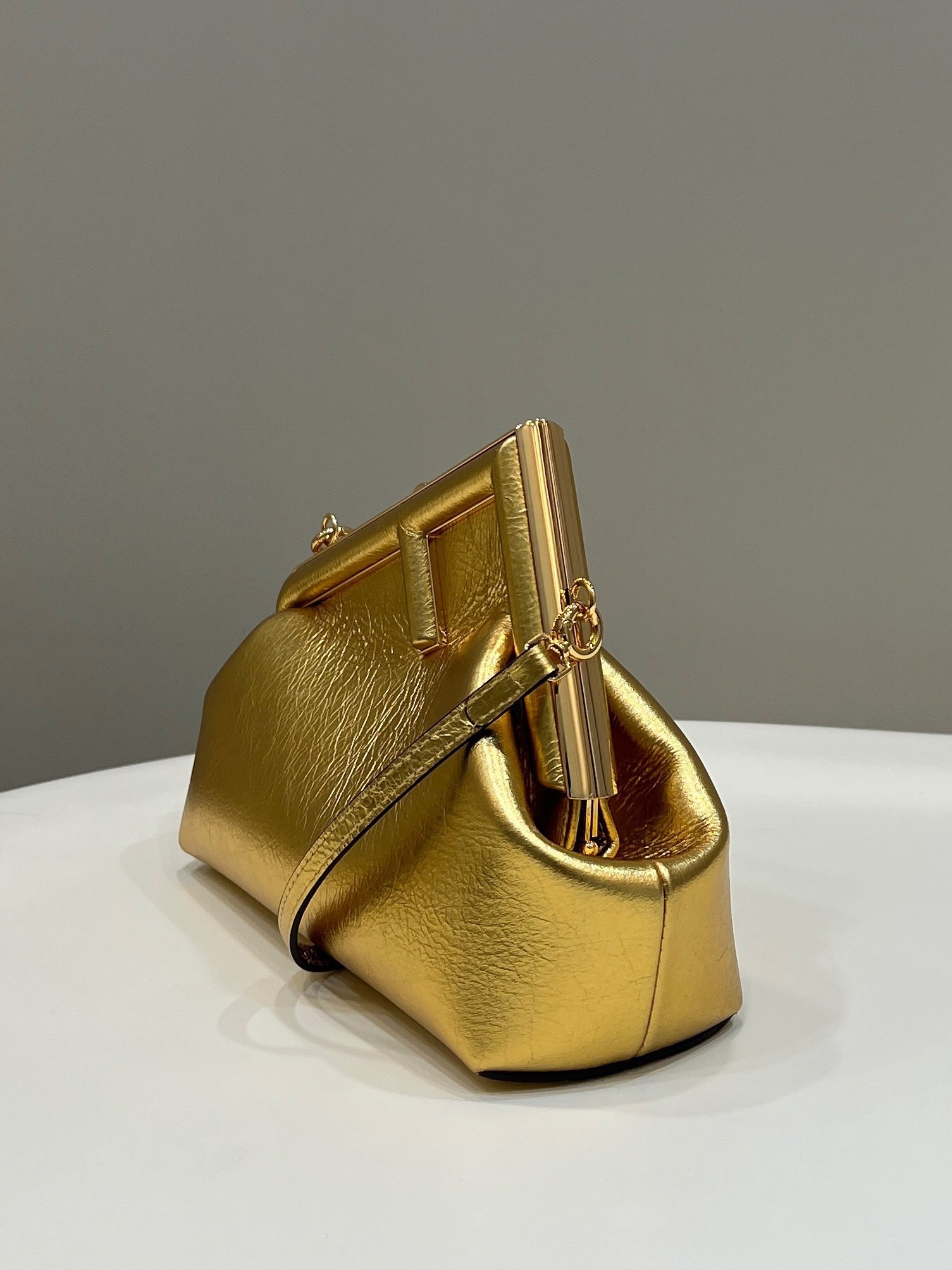 Fendi First Small Bag In Gold Laminated Leather 752