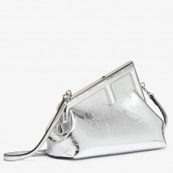 Fendi First Small Bag In Silver Laminated Leather 776