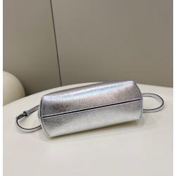 Fendi First Small Bag In Silver Laminated Leather 776