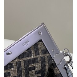 Fendi First Small Bag In Silver Laminated Leather 776