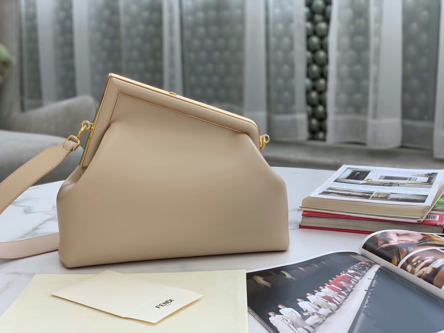 Fendi First Medium Bag In Beige Nappa Leather 835