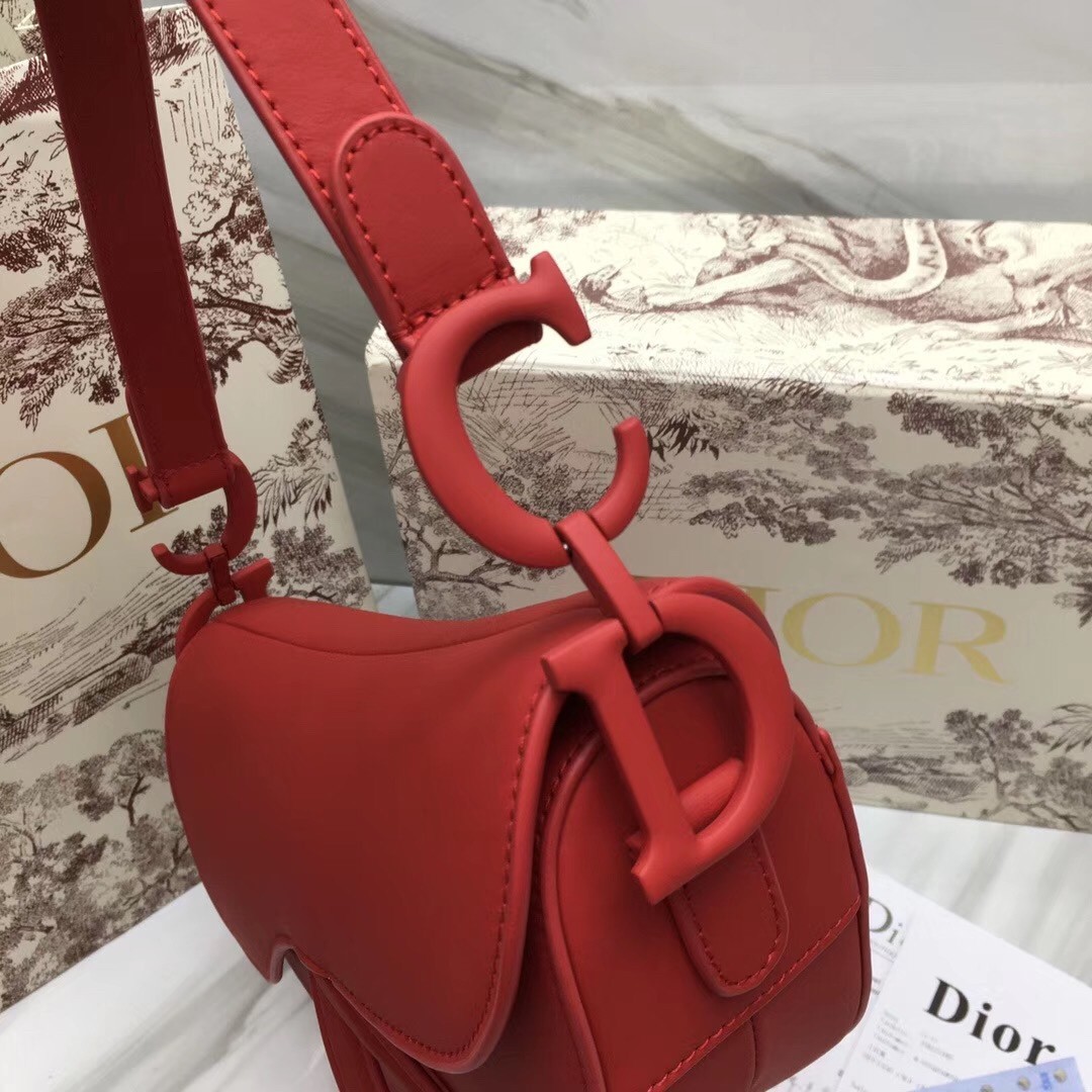 Dior Saddle Bag In Cherry Red Matte Calfskin 415