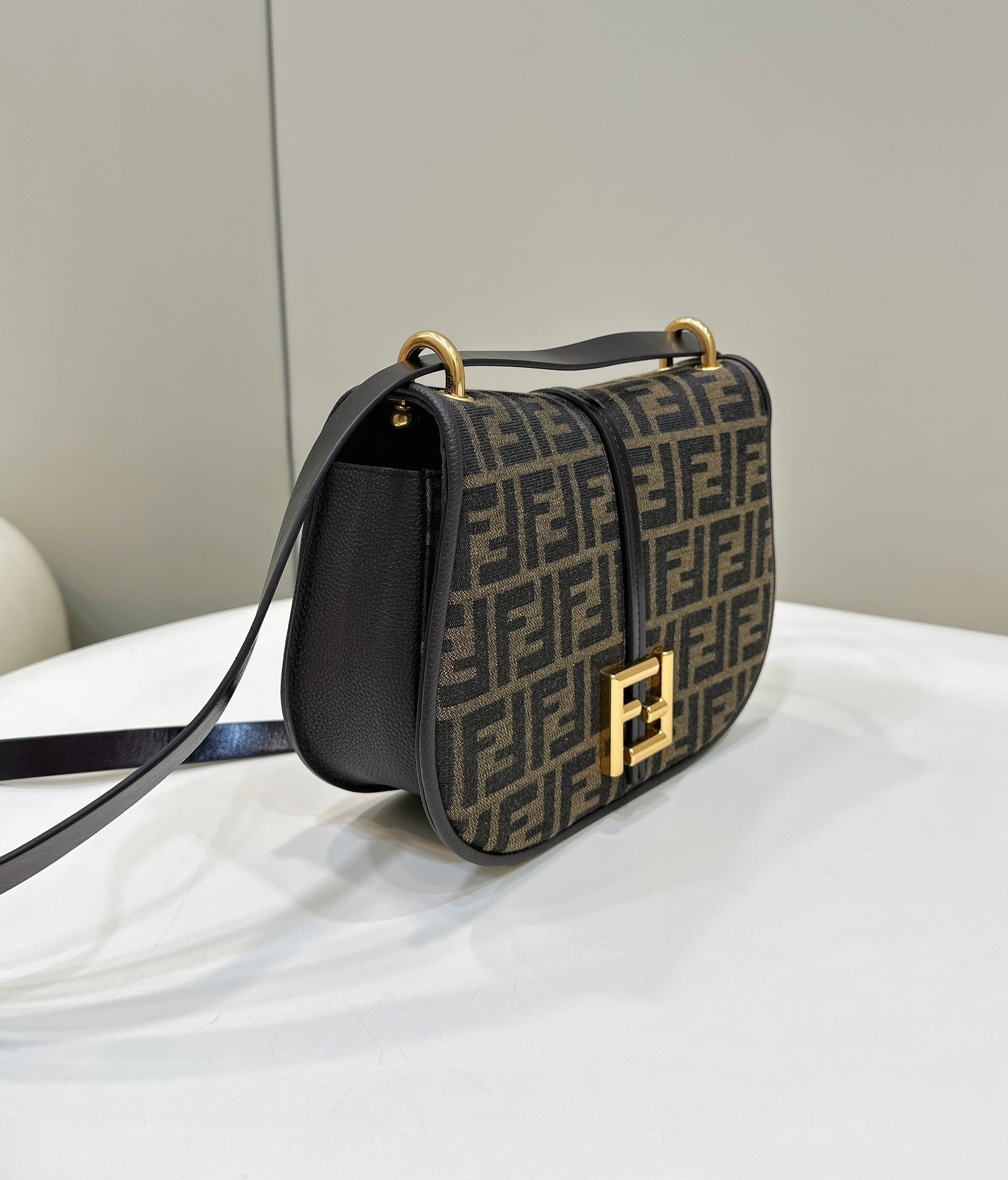 Fendi C’mon Medium Bag in FF Jacquard Fabric and Leather 541