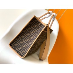 Fendi Sunshine Medium Tote Bag in Brown FF Jacquard Fabric 634