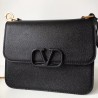 Valentino Vsling Large Shoulder Bag In Black Grainy Calfskin 413