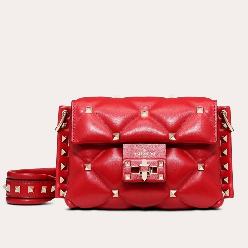 Valentino Mini Candystud Crossbody Bag In Red Lambskin 442