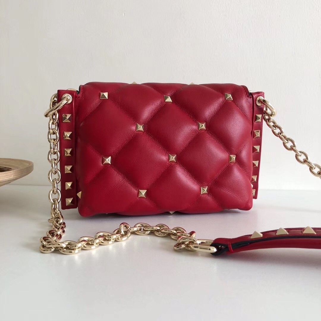 Valentino Mini Candystud Crossbody Bag In Red Lambskin 442