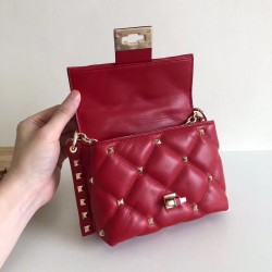 Valentino Mini Candystud Crossbody Bag In Red Lambskin 442