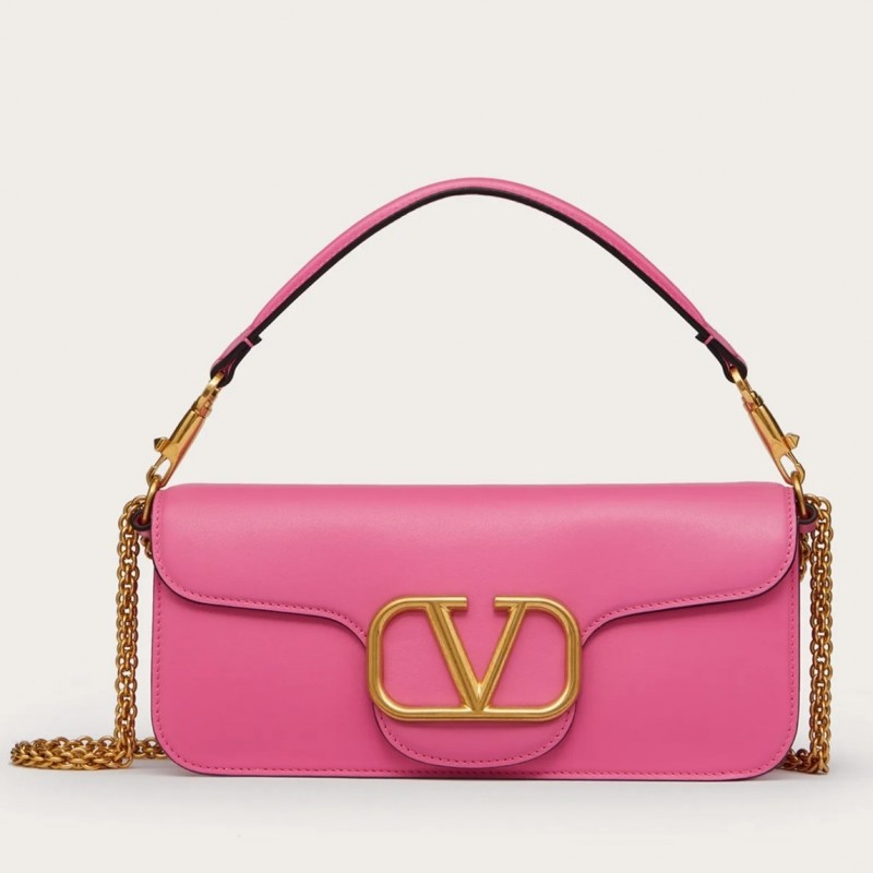 Valentino Loco Large Shoulder Bag In Pink Calfskin 280