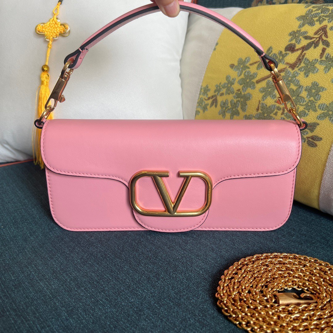 Valentino Loco Large Shoulder Bag In Pink Calfskin 280