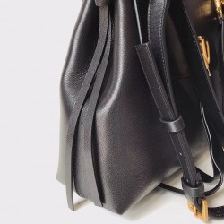 Valentino Small Vring Handbag In Black Buffalo Leather  302