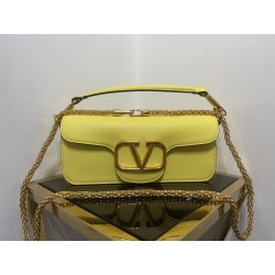 Valentino Loco Large Shoulder Bag In Yellow Calfskin 335