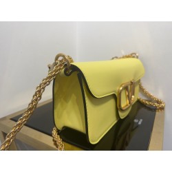 Valentino Loco Large Shoulder Bag In Yellow Calfskin 335