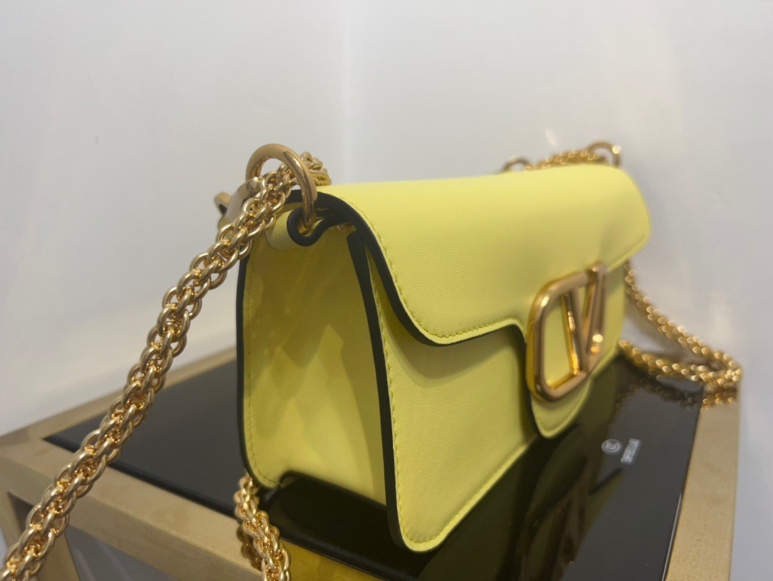 Valentino Loco Large Shoulder Bag In Yellow Calfskin 335