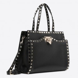 Valentino Black Small Rockstud Top Handle Bag 365
