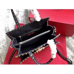 Valentino Black Small Rockstud Top Handle Bag 365