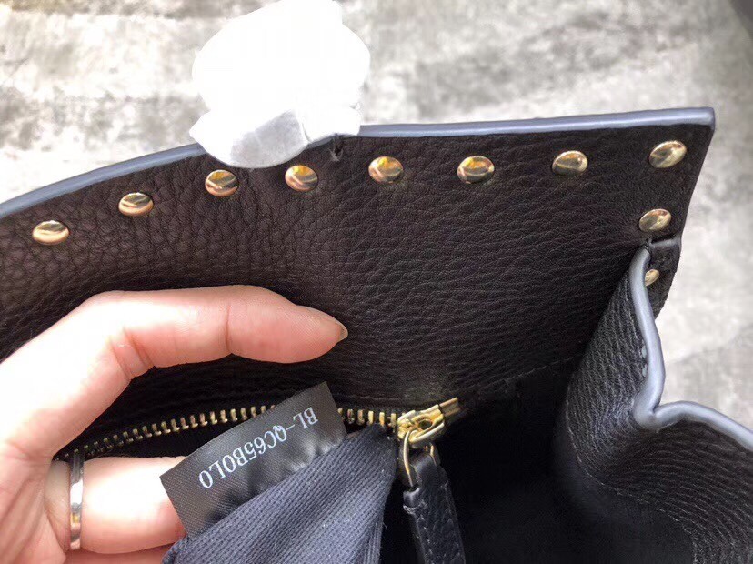 Valentino Black Small Rockstud Top Handle Bag 365