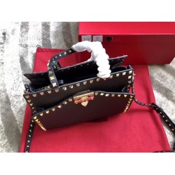 Valentino Black Small Rockstud Top Handle Bag 365