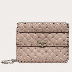 Valentino Medium Rockstud Spike Chain Nude Bag 428