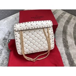 Valentino Rockstud Spike Medium Bag In White Nappa Leather 464