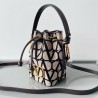 Valentino VLogo Signature Mini Bucket Bag in Black Toile Iconographe 675