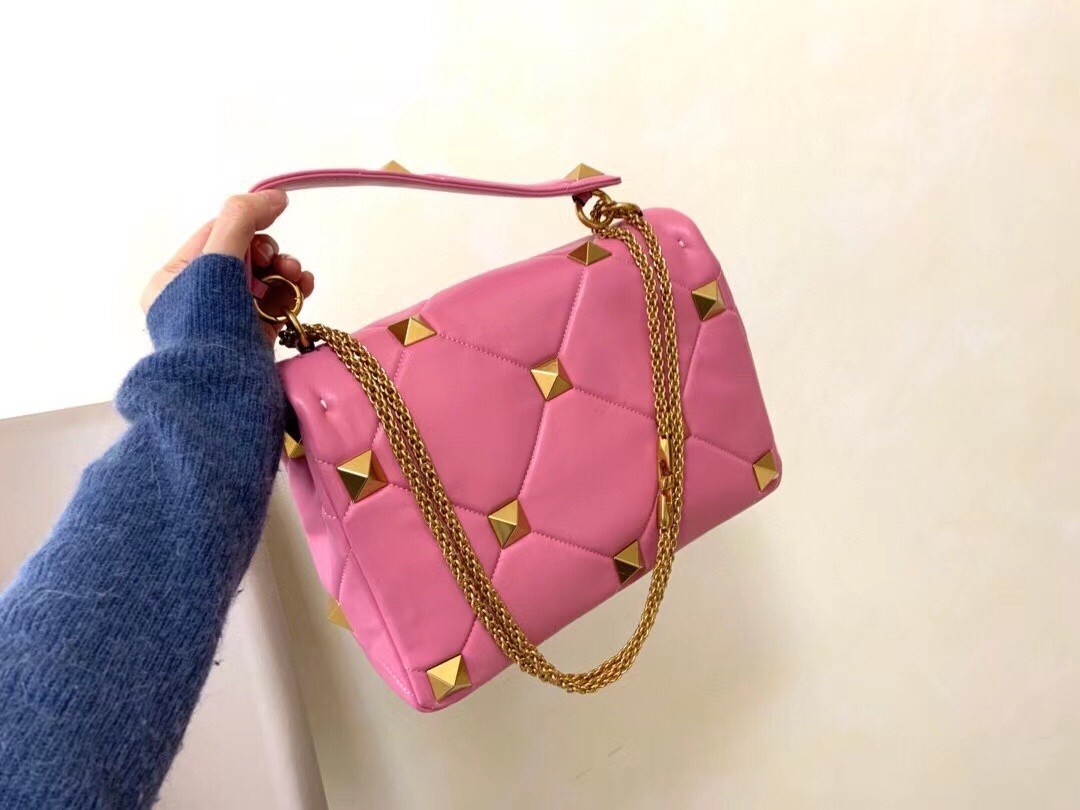 Valentino Roman Stud Chain Bag In Pink Lambskin 723