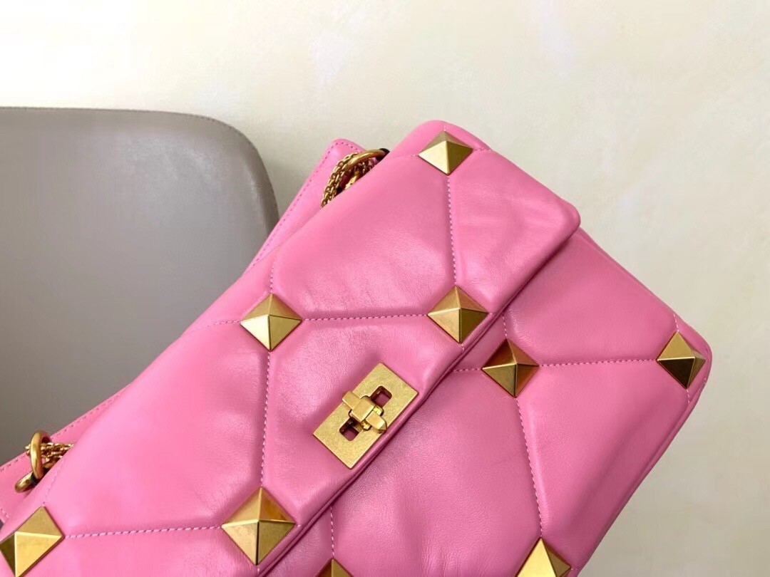 Valentino Roman Stud Chain Bag In Pink Lambskin 723