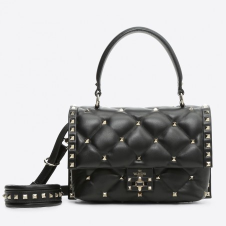 Valentino Garavani Black Quilted Candystud Top Handle Bag 774