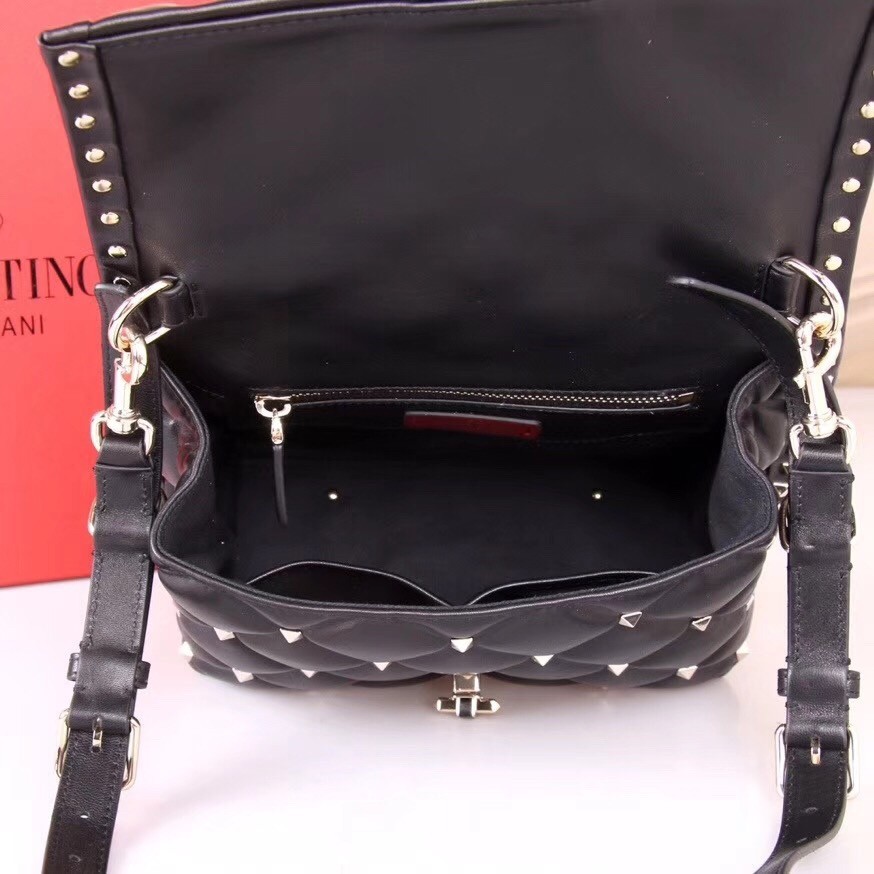 Valentino Garavani Black Quilted Candystud Top Handle Bag 774