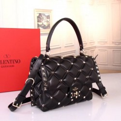 Valentino Garavani Black Quilted Candystud Top Handle Bag 774