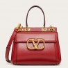 Valentino Rockstud Alcove Medium Top Handle Bag In Red Calfskin 802