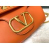 Valentino Stud Sign Shoulder Bag In Orange Nappa Leather 829