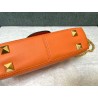 Valentino Stud Sign Shoulder Bag In Orange Nappa Leather 829