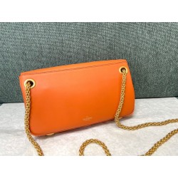 Valentino Stud Sign Shoulder Bag In Orange Nappa Leather 829