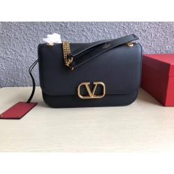 Valentino Medium Vlock Shoulder Bag In Black Calfskin 857