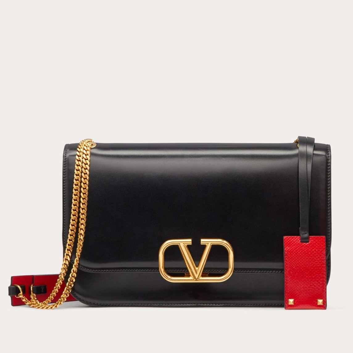 Valentino Medium Vlock Shoulder Bag In Black Calfskin 857