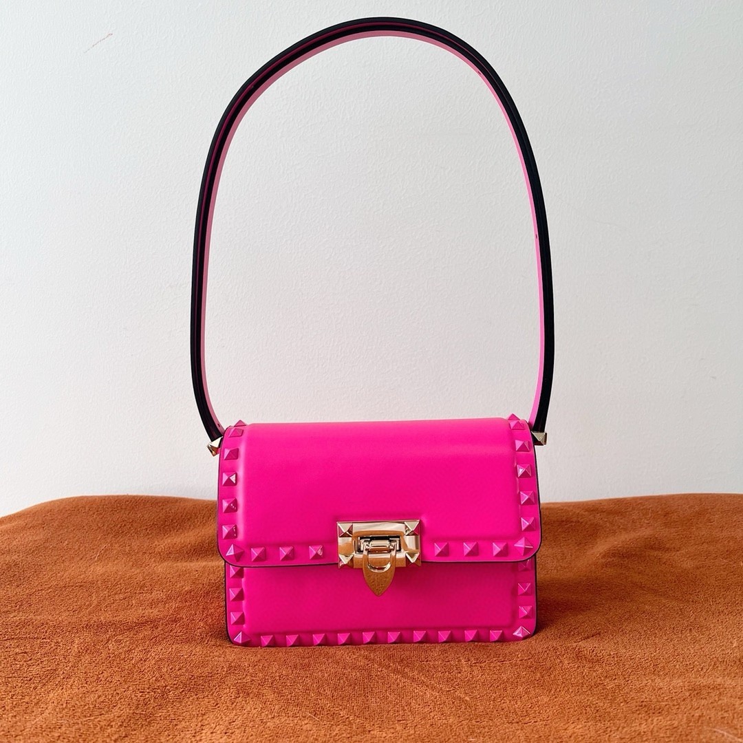 Valentino Rockstud23 Small Shoulder Bag in Pink Calfskin 909