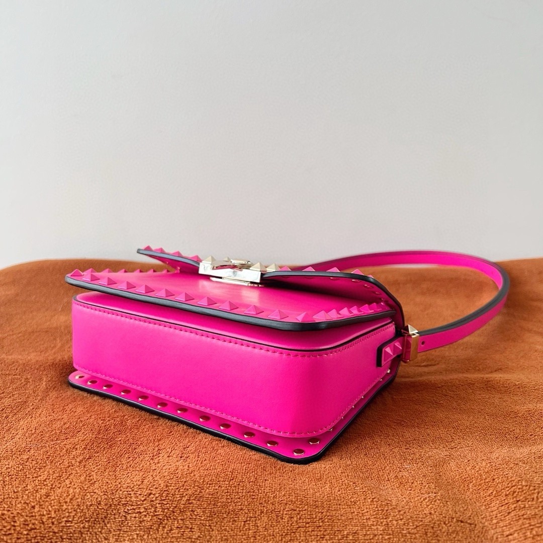 Valentino Rockstud23 Small Shoulder Bag in Pink Calfskin 909