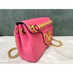 Valentino Stud Sign Shoulder Bag In Pink Nappa Leather 947