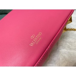 Valentino Stud Sign Shoulder Bag In Pink Nappa Leather 947