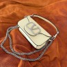 Valentino Loco Small Shoulder White Bag with Crystals Logo 979